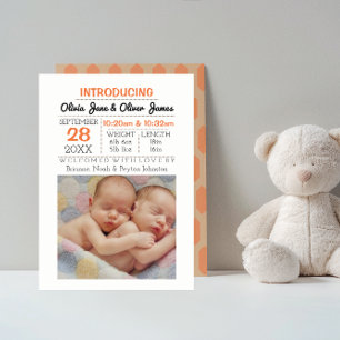 Peach Pattern Foto Baby Ankündigung