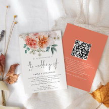 Peach Peonies Florals QR Code Hochzeit