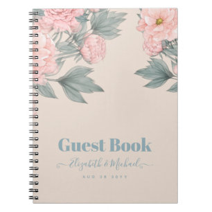 Peach Peonies Sage Floral Budget Hochzeit Notizblock