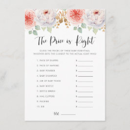 Peach Peonies und Gold Blätter Raten Sie das Preis Begleitkarte