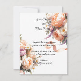 Peach Peonies und Rose Einladung Hochzeit