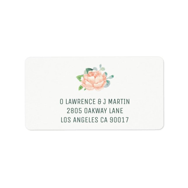 Peach Peony Address Labels Adressaufkleber (Vorne)