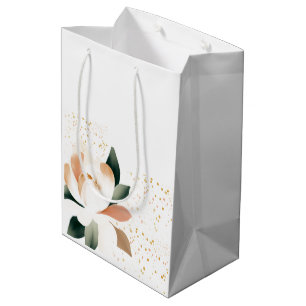 Peach Peony Blume und gesprenkelte Punkte Mittlere Geschenktüte