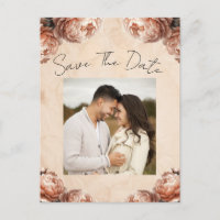 Peach Peony Blume Vintag Rustikal Save the Date