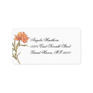 Peach Peony Floral UAWG Address Label Adressaufkleber
