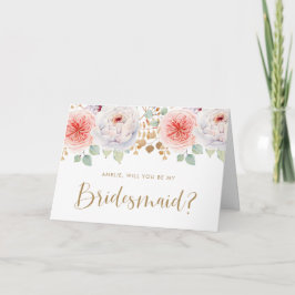 Peach Peony Gold Blätter werden Sie meine Bridesma Einladung
