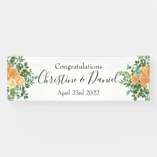 Peach Peony & Rose Floral Wedding Banner