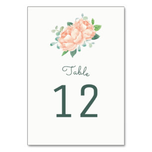 Peach Peony Tischnummer Cards