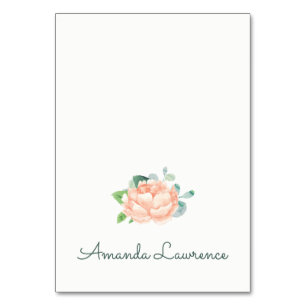 Peach Peony Watercolor Personalisierte Platzkarten Tischnummer