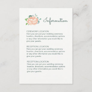 Peach Peony Wedding Information Cards Begleitkarte