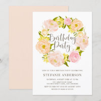 Peach Peony Wreath Geburtstagsparty