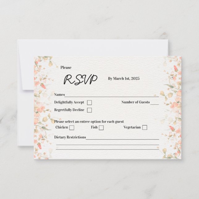 Peach Petal RSVP Card Karte (Vorderseite)