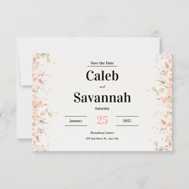 Peach Petal Speichern der Datumskarten Save The Date (Vorderseite)