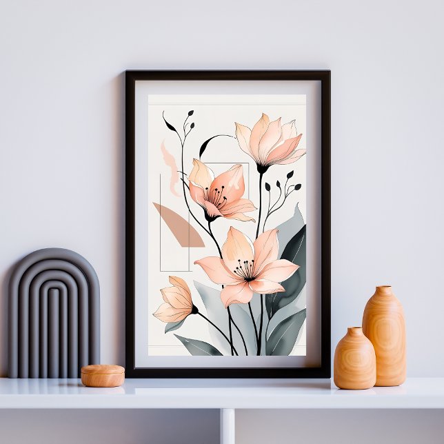 Peach Petals & Lines Wall art Poster (Von Creator hochgeladen)