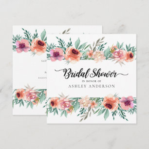 Peach Pink Aquarell Blume Modernes Brautparty Einladung