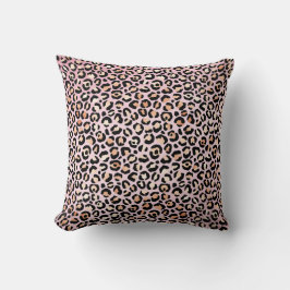 Peach Pink Black Leopard Print      Kissen
