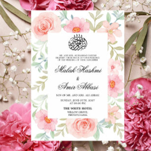 Peach & Pink Blumendesign Islamische Hochzeit Einladung