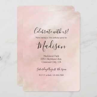 Peach Pink Blush Gefärbte Krawatte personalisiert Einladung