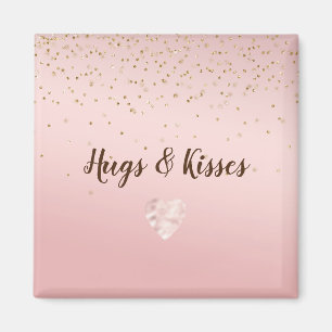 Peach Pink Blush Gold Glitz Confetti Sparkle Herz Magnet