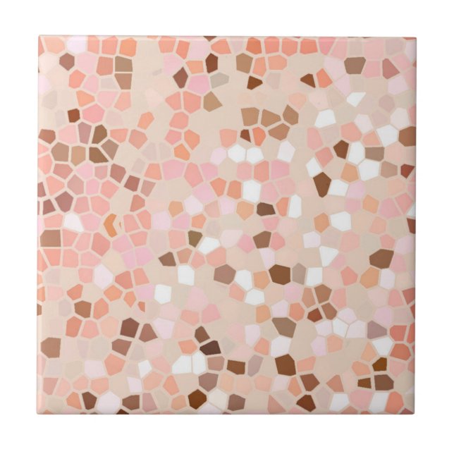 Peach Pink Brown Mosaik Keramik Tile Fliese (Vorderseite)