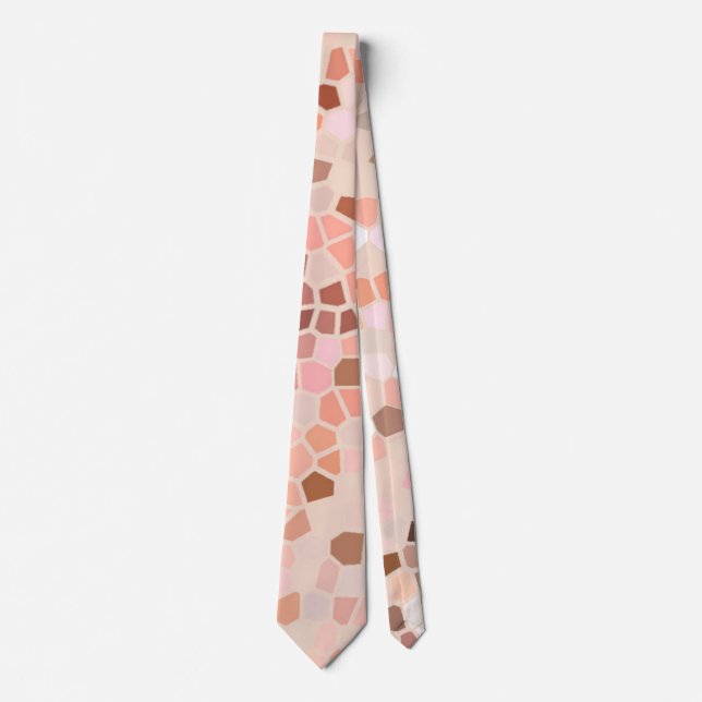 Peach Pink Brown Mosaik Krawatte (Vorderseite)