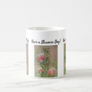 Peach Pink Cactus Watercolor Blume Kaffeetasse