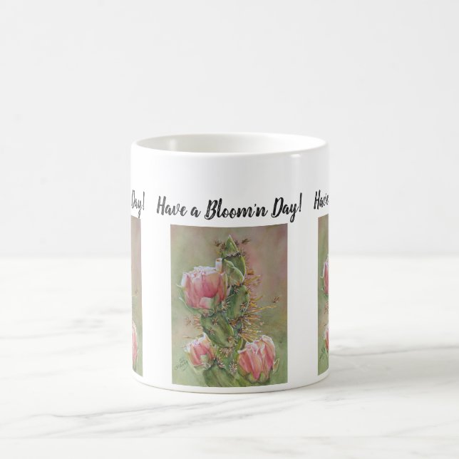 Peach Pink Cactus Watercolor Blume Kaffeetasse (Mittel)