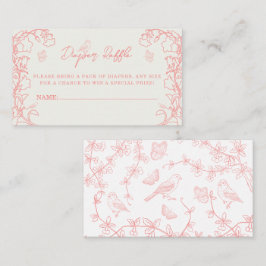 Peach Pink Chinoiserie Diaper Raffel Ticket Begleitkarte