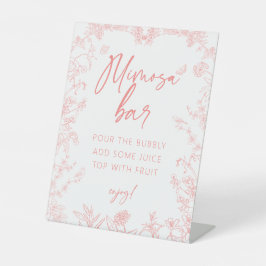 Peach Pink Chinoiserie Mimosa Bar Brautparty Sockelschild