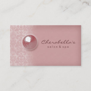 Peach Pink Damask Button Salon Wellness-Center Vis Visitenkarte