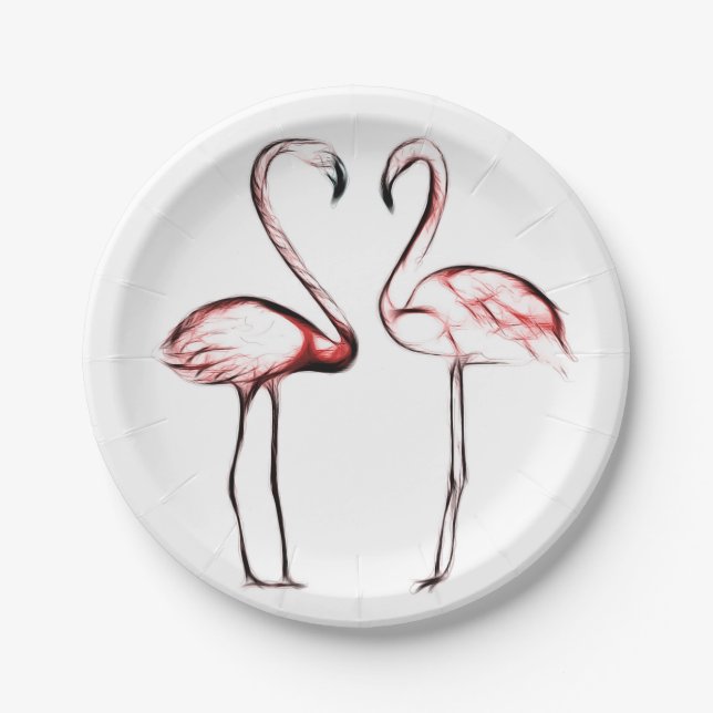Peach Pink Flamingos Flamingo Chic Trendy Pool Pappteller (Vorderseite)