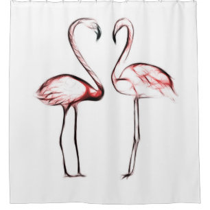 Peach Pink Flamingos Flamingos Tropical Duschvorhang