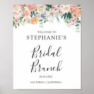 Peach Pink Floral Bridal Brunch Poster