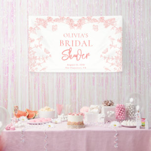 Peach Pink Garden Chinoiserie Brautparty Banner