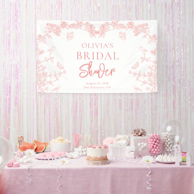 Peach Pink Garden Chinoiserie Brautparty Banner (Party)