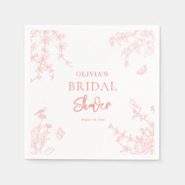 Peach Pink Garden Chinoiserie Brautparty Serviette