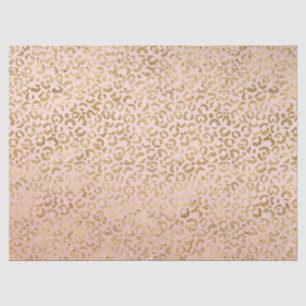 Peach Pink Gold Glitz Sparkle Leopard Print Seidenpapier