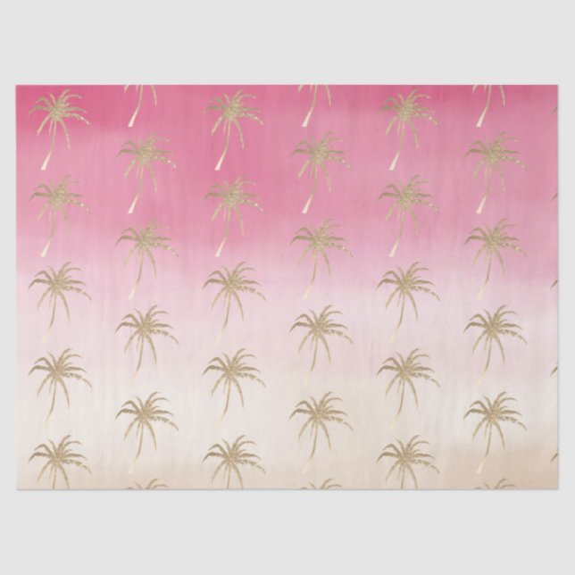 Peach Pink Gold Tropical Palm Trees Seidenpapier (Vorderseite)