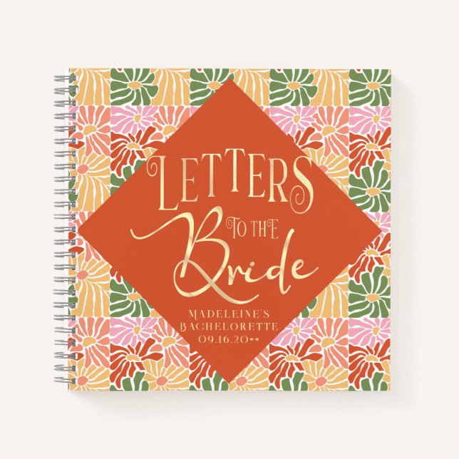 Peach Pink Groovy Abstrakt Notizbuch (Vorderseite)