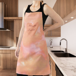 Peach & Pink Heart & Sky Bilingual "Amada" "Loved" Schürze