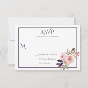 Peach Pink Lavendel Lila Wildblumen UAWG RSVP Karte