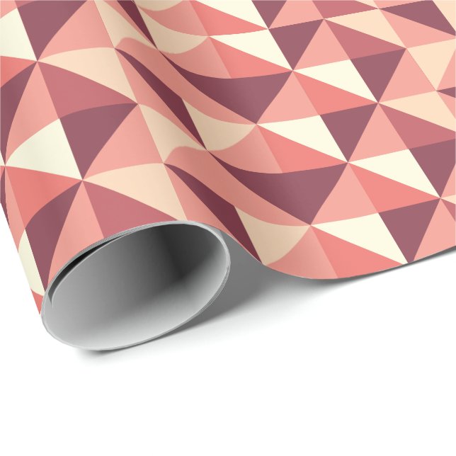 Peach Pink Lila Triangle Geometrie Geschenkpapier (Rolleneckpunkt)