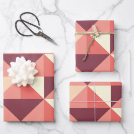 Peach Pink Lila Triangle Geometrie Geschenkpapier Set
