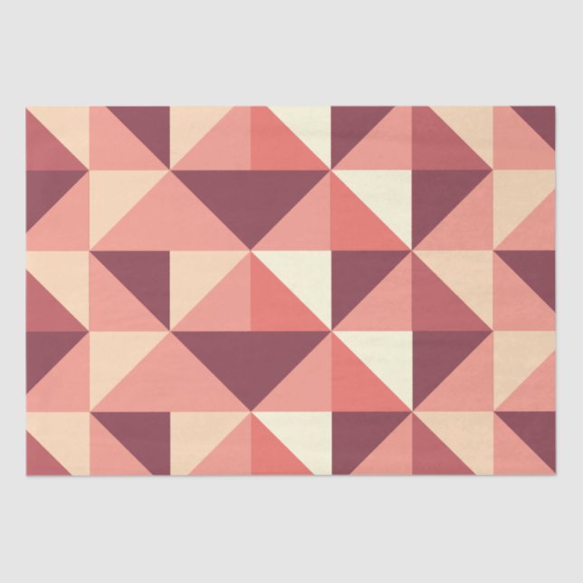 Peach Pink Lila Triangle Geometrisches Muster Seidenpapier (Vorderseite)