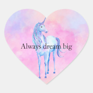 Peach Pink Lila Unicorn Herz-Aufkleber