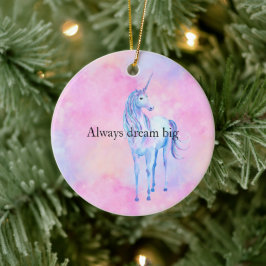 Peach Pink Lila Unicorn Keramik Ornament