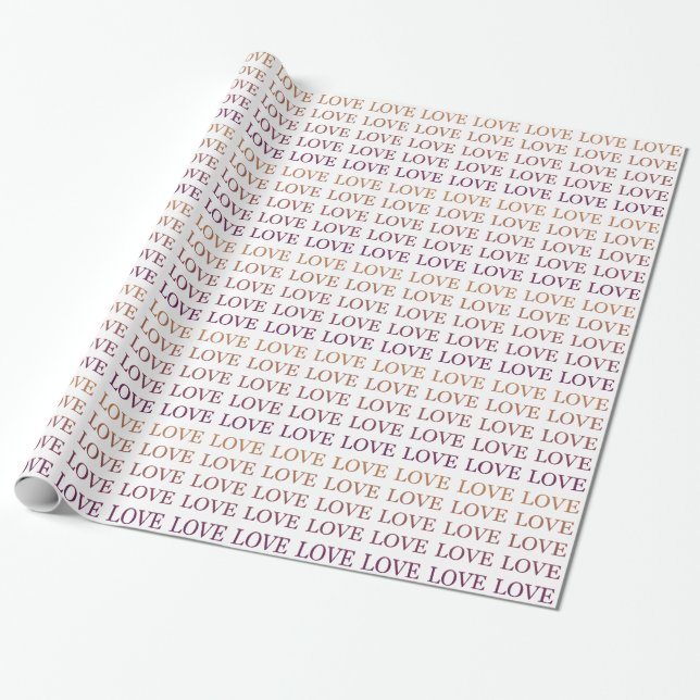 Peach Pink Ombre Liebe Geschenkpapier (Ungerollt)