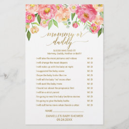 Peach & Pink Peony Blume Baby Word Scramble Game