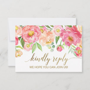 Peach & Pink Peony Blume Song Request RSVP Card