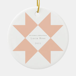 Peach Pink Quilstar Mein erstes Weihnachten Keramik Ornament